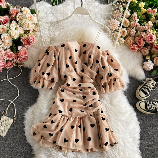 Chiffon fishtail buttock dress temperament Strapless suspender skirt  2952