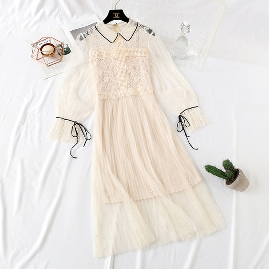 New super horn sleeve nail bead sling pleated long skirt two-piece set  2459