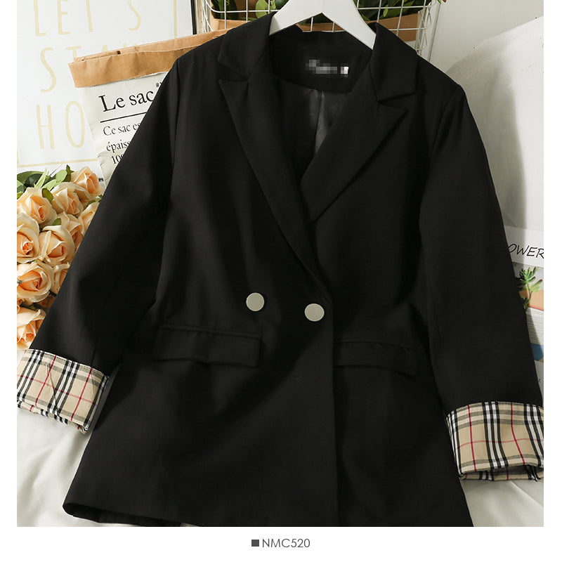 New contrast color mosaic Plaid long sleeve two button women's suit  2104