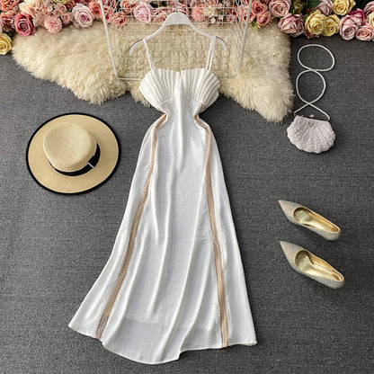 French Sexy Satin suspender skirt temperament strapless dress  2786