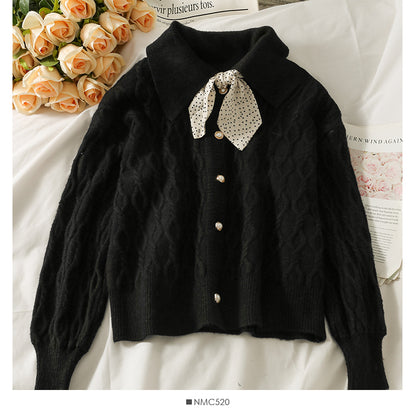 Pull femme robe d'automne fleur cassée NŒUD PAPILLON REVERS 1792