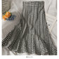 Sweet style print medium length high waist fishtail skirt  2638