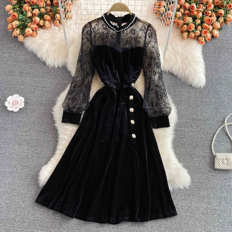 Jupe longue taille haute, taille étroite, super fée Hepburn style, grande balançoire 3110