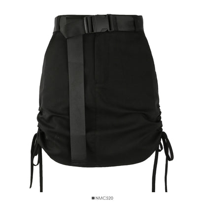 High waist slim drawstring pleated Hip Wrap Skirt  2565
