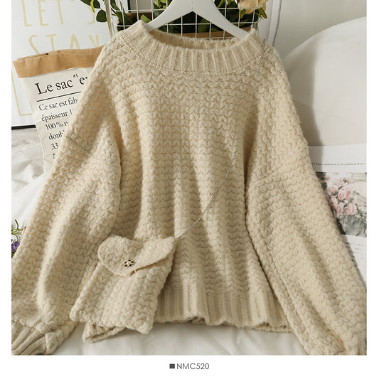 Pull femme Pull Top Manches Longues polyvalent à porter à l'extérieur en tricot avec sac 1889