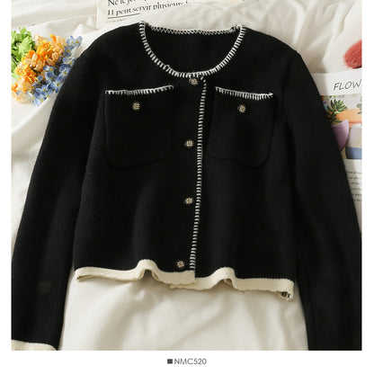 Pull femme sac côté simple boutonnage cardigan haut couleur assortie coupe ajustée bas pull 1983