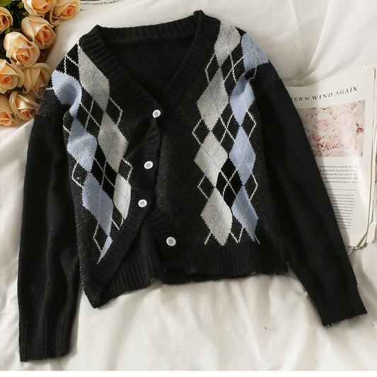Pull femme en tricot, décoration d'automne, slim, col en V, polyvalent, 1955