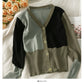 Haut cardigan à simple boutonnage avec coutures contrastées vintage Hong Kong pour femme 2025