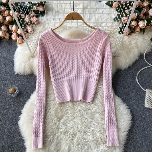 Pull en maille coupe slim à manches longues 1599