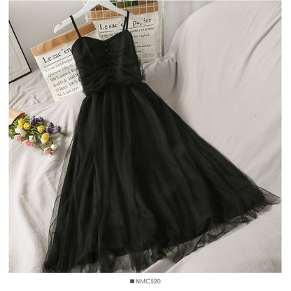 Fairy high waist slender gauze suspender skirt for women  2676
