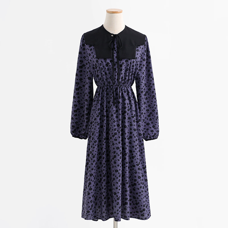 New women's temperament dress waist closing doll collar bottomed skirt  2271