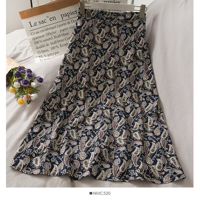 Floral high waist slim mid length skirt  2636