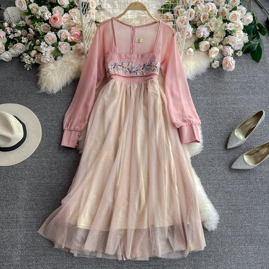 Robe de fée vintage en mousseline de soie 3006