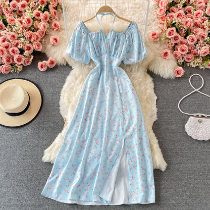 Robe taille fine avec col carré à fleurs cassées 3216