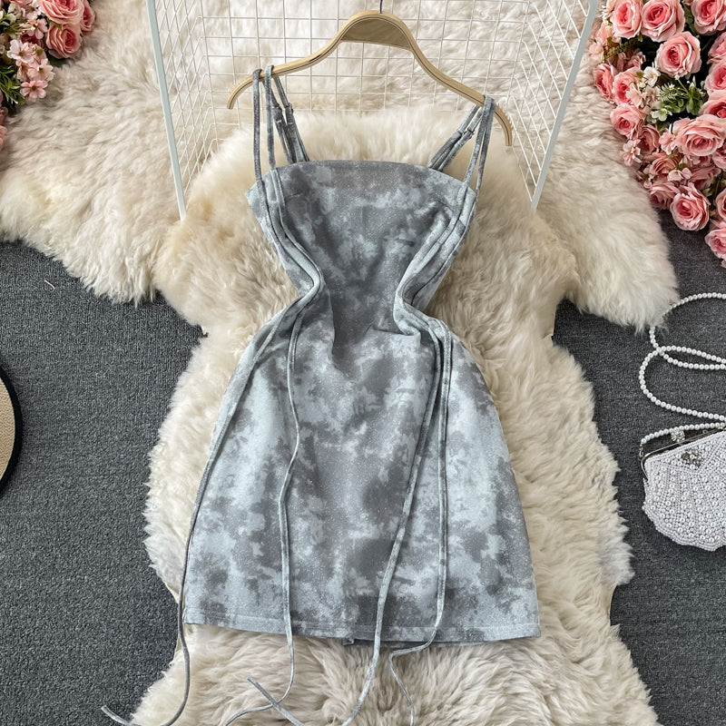 Robe bustier asymétrique tie dye 2809