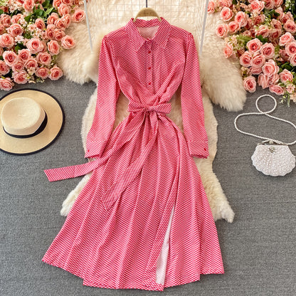 Robe à revers à carreaux français 3374