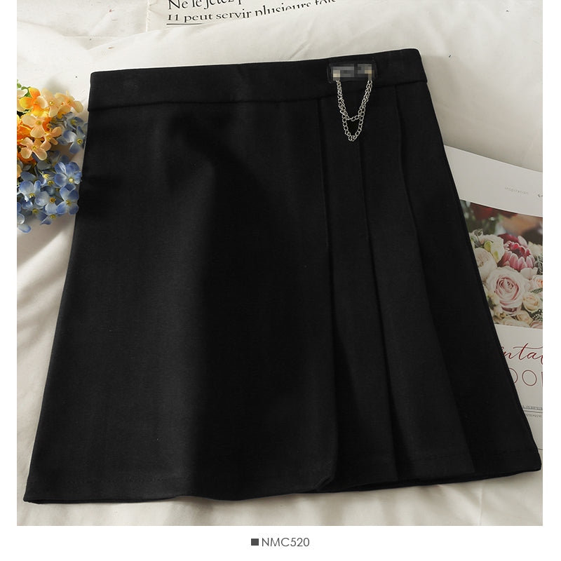 Han Fan retro chain decorative high waist skirt  2627