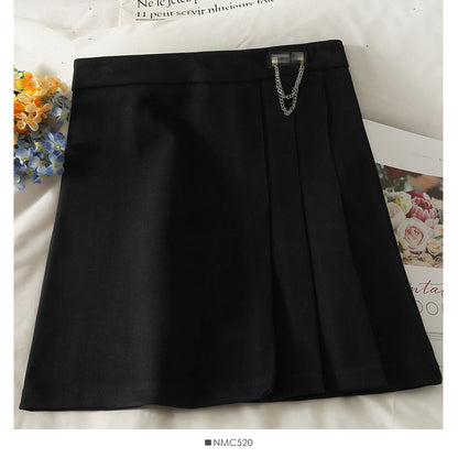 Han Fan retro chain decorative high waist skirt  2627