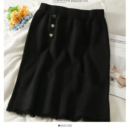 Slim candy color knitted Hip Wrap Skirt for women  2601