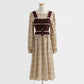 Gilet robe fleurie style étranger costume de mode vieillissant jupe ensemble deux pièces 2429
