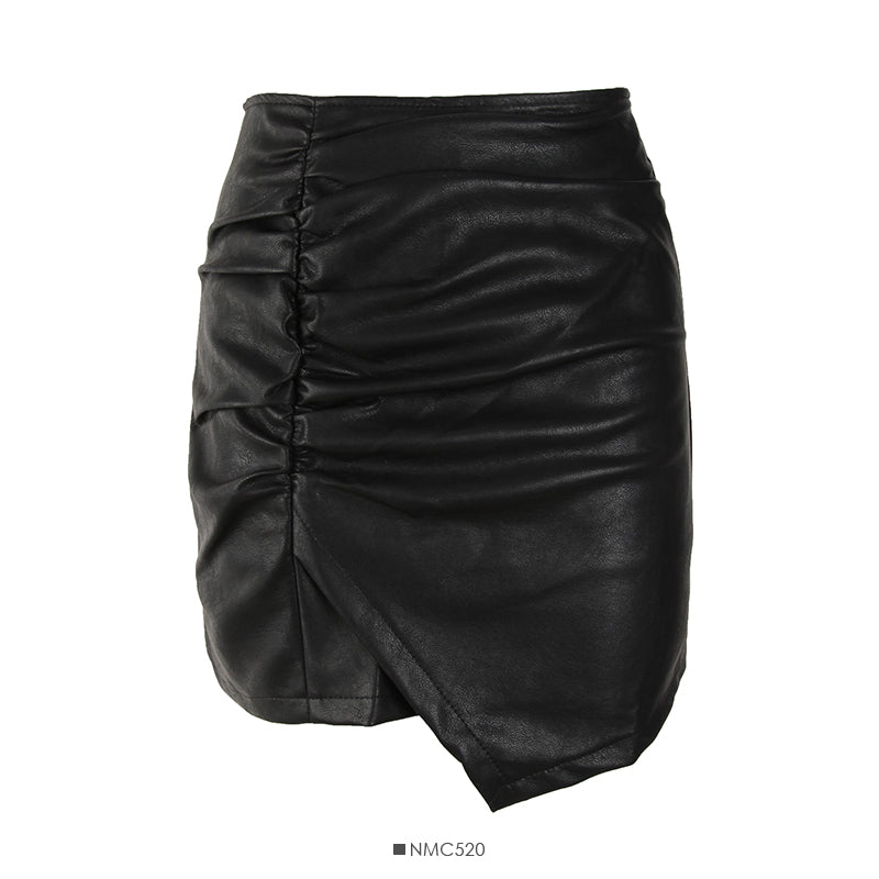 Korean retro pleated irregular high waist skirt  2576