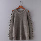 Nouveau pull d'automne et d'hiver creux de couleur unie pull ample épaissi et pull 1373