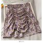Korean floral pleated high waist skirt  2618