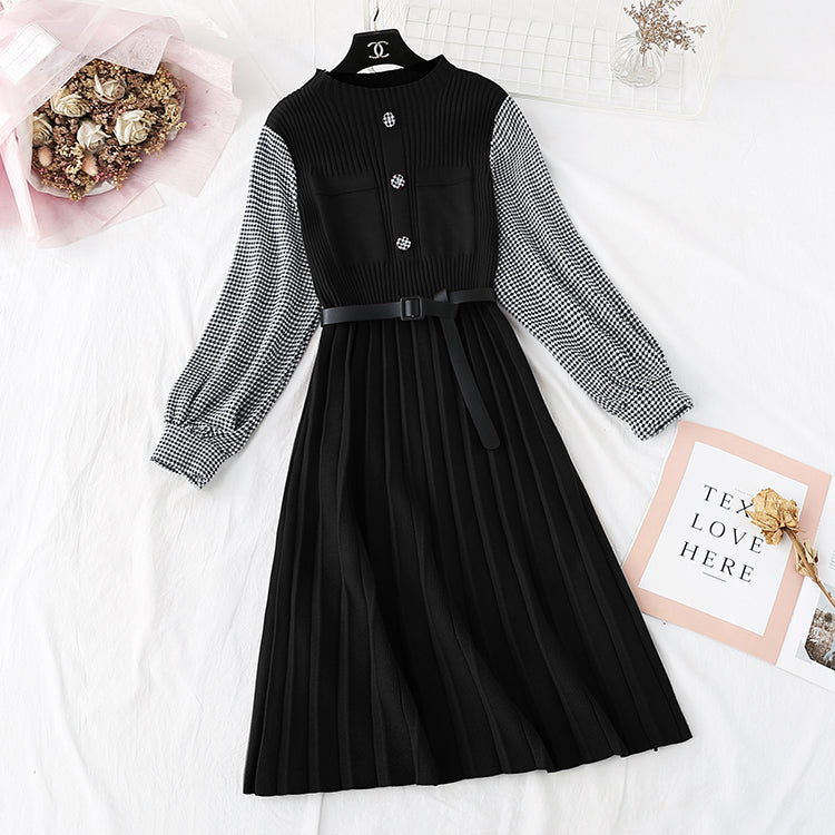 Long wool skirt knee length small fragrance retro bottomed skirt  2372