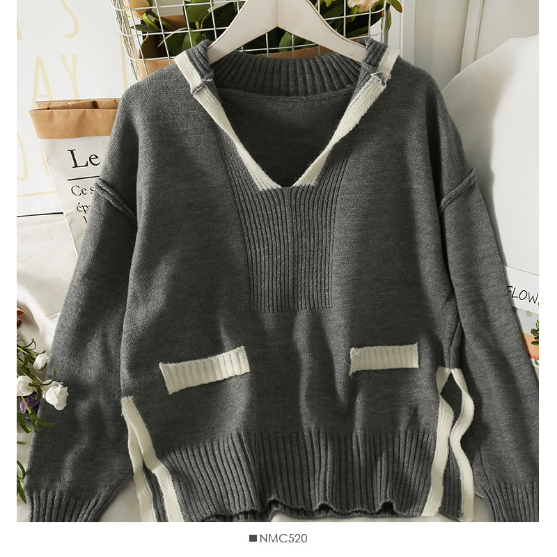 Pull col V ample et fin à rayures colorées coréennes pour femme 2000