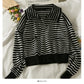 Chemise ample à rayures et revers fins à manches longues et bas haut 1960