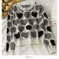 Pull imprimé coeur perle clou vent doux pour femme 1839
