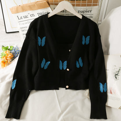Pull cardigan avec bretelles courtes à l'intérieur 1701