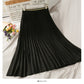 Hong Kong style retro thin medium length organ pleated pleated skirt for women  2658
