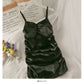 Korean retro golden velvet wrinkled tight short suspender dress  2711