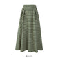 Hong Kong Vintage Plaid high waist medium length skirt with large hem  2568
