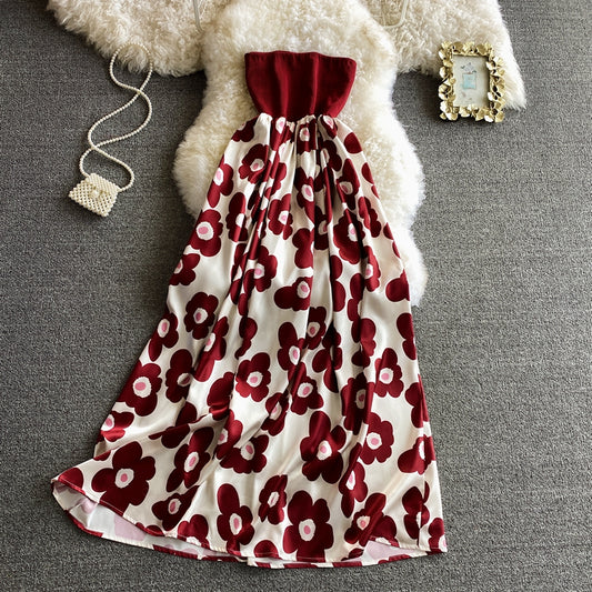 Robe bustier à imprimé vintage avec taille fine 2830