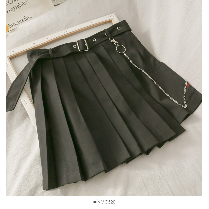 Dark pleated skirt Harajuku tooling short skirt female  2657