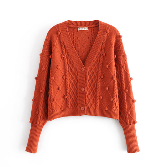 Le nouveau style de mode du pull cardigan court à col en V de printemps 1348 