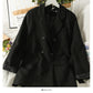Han Fan loose and thin double breasted large pocket medium long coat small suit  2097