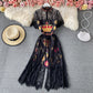 Robe vintage en dentelle à col montant de style familier léger Hepburn 3160