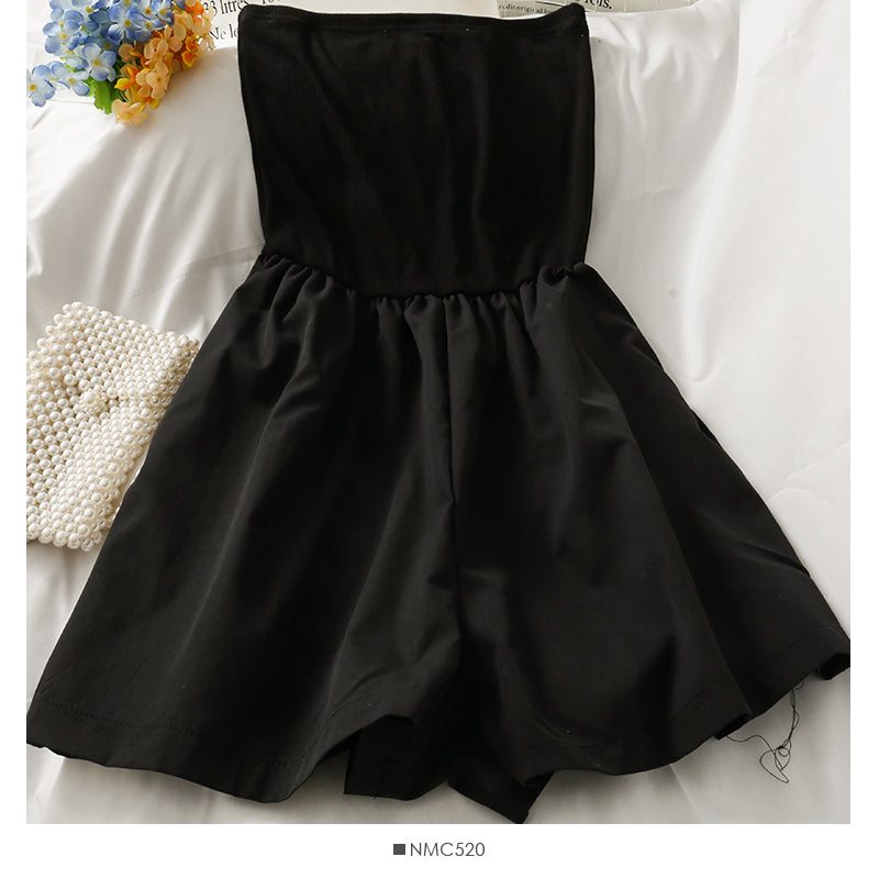 French waist closing slim Strapless conjoined shorts for women  2685