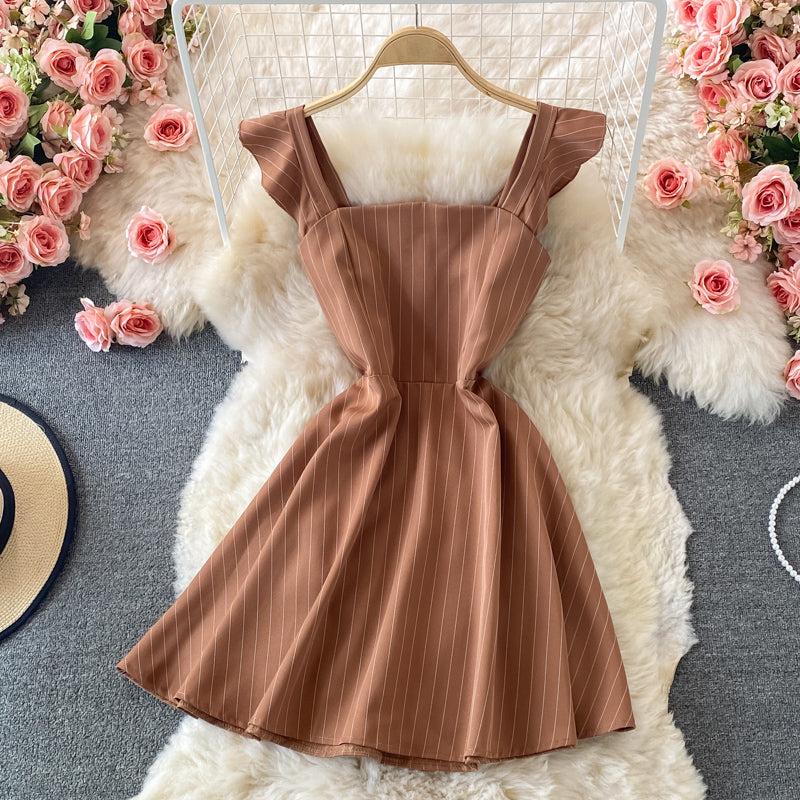 Backless striped strapless dress  2790