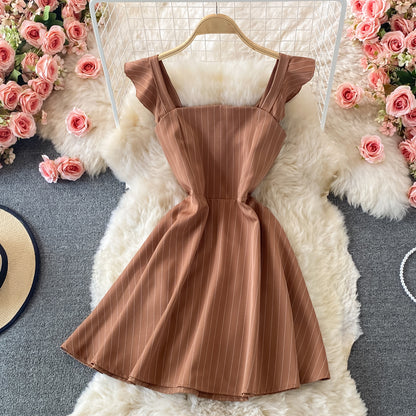 Backless striped strapless dress  2790