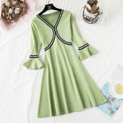 French wisdom smoked Platycodon skirt shows thin temperament at the waist  2355