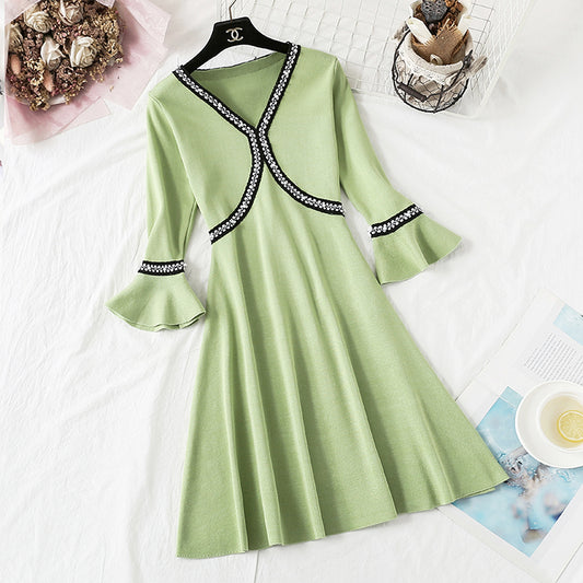 French wisdom smoked Platycodon skirt shows thin temperament at the waist  2355