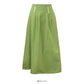New pleated high waist thin medium length solid skirt  2639