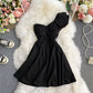 Off shoulder Hepburn lotus leaf dress  2732