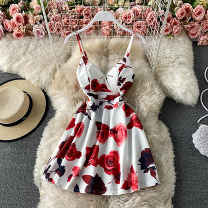 Robe trapèze à imprimé tempérament avec dos slim 2807