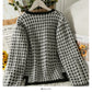Pull femme automne et hiver à carreaux ample et fin cardigan à manches longues 2075