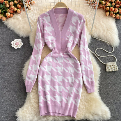 Jupe pull cache-cœur taille fine, tempérament sexy 3247